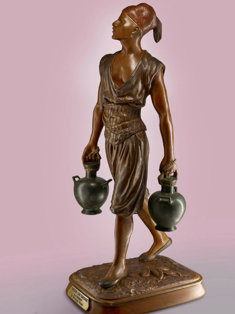 Grand bronze - Marcel DEBUT (1865 – 1933) - Le porteur tunisien-photo-4