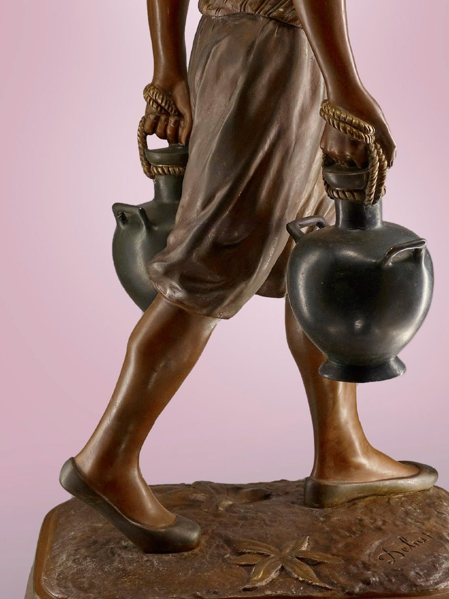 Grand bronze - Marcel DEBUT (1865 – 1933) - Le porteur tunisien-photo-6