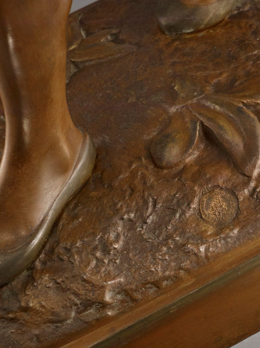 Grand bronze - Marcel DEBUT (1865 – 1933) - Le porteur tunisien-photo-7