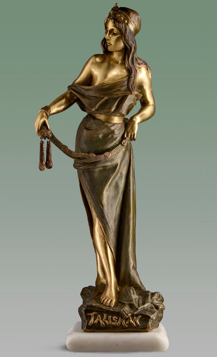 Superb Bronze “talisman” By Emmanuel Villanis-photo-2