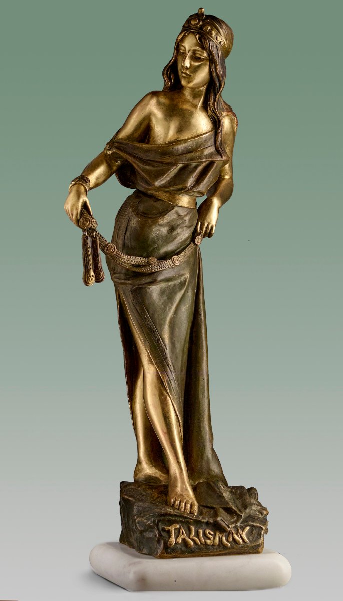 Superb Bronze “talisman” By Emmanuel Villanis-photo-4