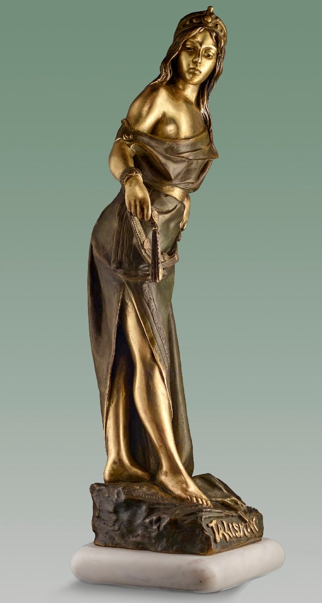 Superb Bronze “talisman” By Emmanuel Villanis-photo-5