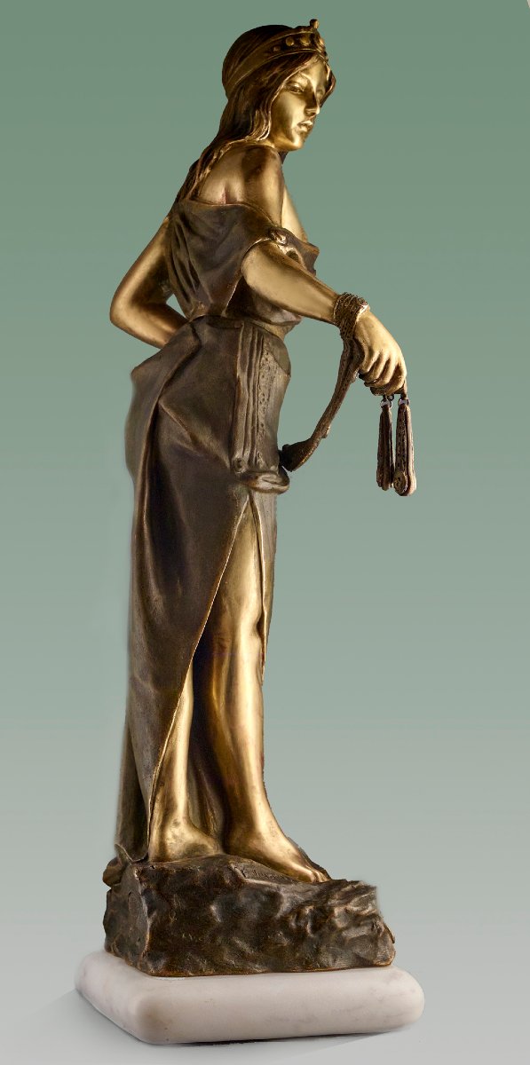 Superb Bronze “talisman” By Emmanuel Villanis-photo-6