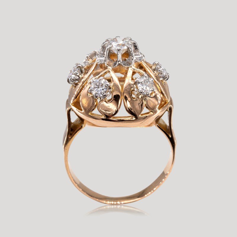 Bague Dôme Diamants Années 1950-photo-2