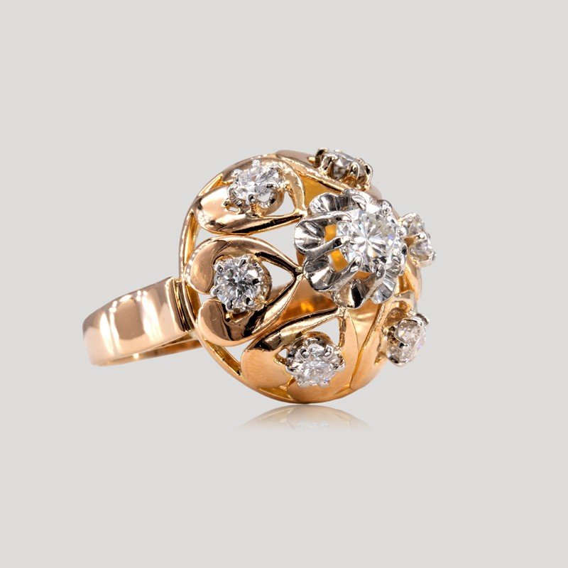 Bague Dôme Diamants Années 1950-photo-3