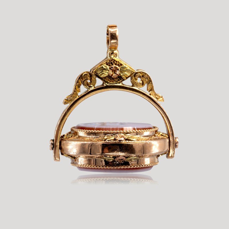 Collier Pendentif Locket Souvenir XIXe Siècle Plaqué Or - Occasion Vintage - Pendentif Photo Lune