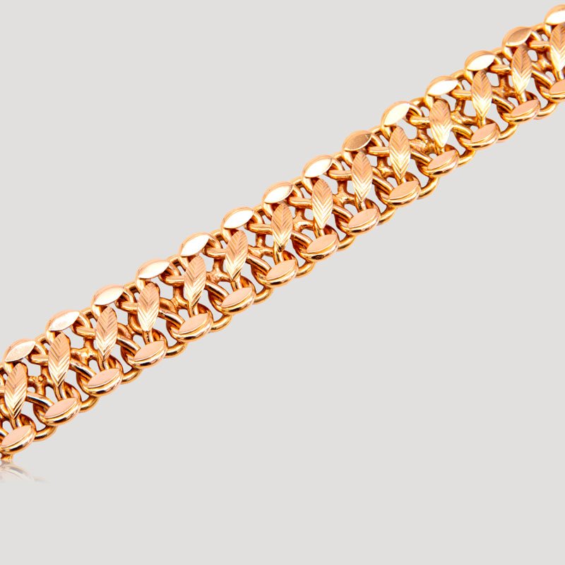 Flat Gold Leaf Motif Bracelet, Circa 1960-photo-3