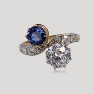 You And Me Sapphire And Diamond Ring, Circa 1910