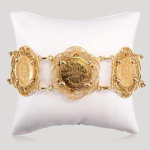 Bracelet Pièces Napoléon Et Filigrane, Vers 1970