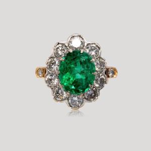 Pompadour Emerald Ring Diamonds,