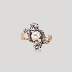 Old Pearl And Diamond Ring, 19th Century