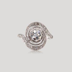 Bague Tourbillon Platine Et Diamants, XIXe Siècle