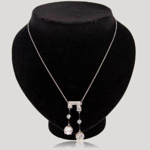 Collier négligé platine diamants taille ancienne