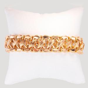 Bracelet plat à motif de feuilles en or, vers 1960