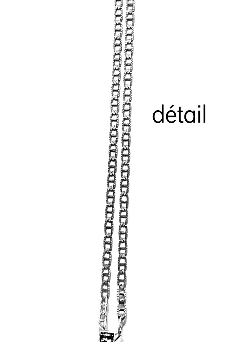 COLLIER avec PENDENTIF ART DECO - OR BLANC et PLATINE - DIAMANTS - VERS 1930-photo-2