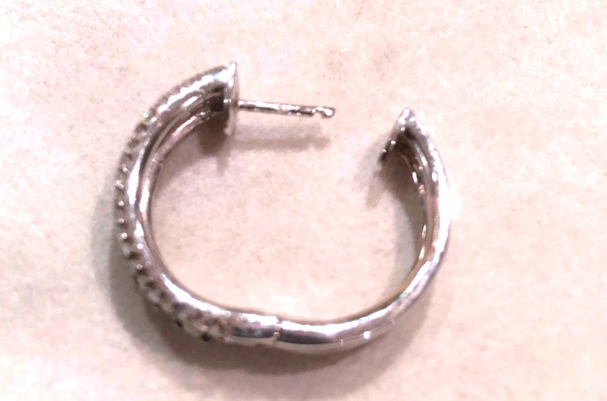 BOUCLES D'OREILLES "CREOLES" OR BLANC/OR NOIR et DIAMANTS-photo-3