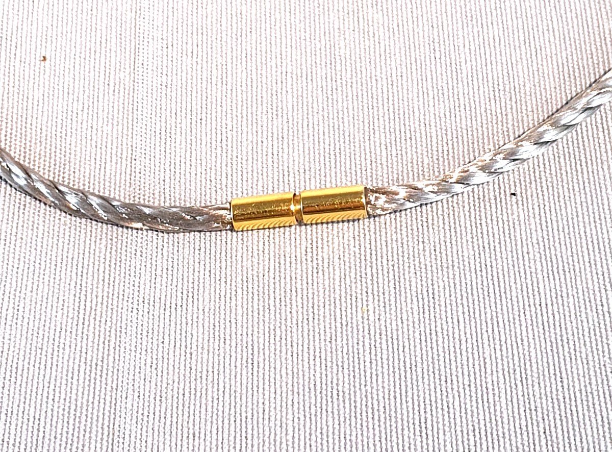 COLLIER CABLE ACIER FERMOIR OR JAUNE 750°/°°-photo-4
