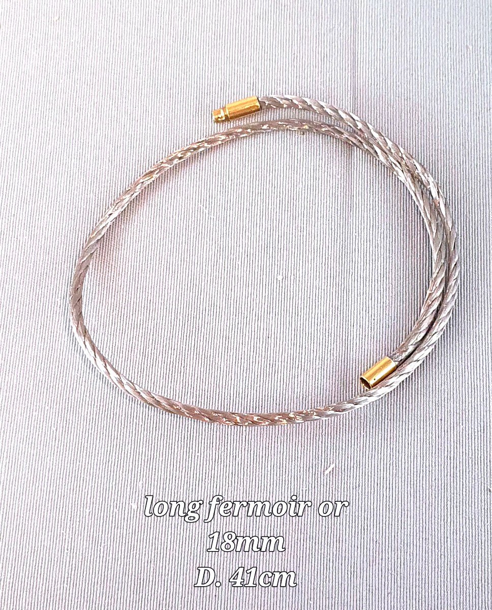 COLLIER CABLE ACIER FERMOIR OR JAUNE 750°/°°-photo-1