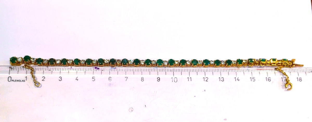 BRACELET EN OR BLANC 750°/°° ALTERNANCE de SAPHIRS BLEUX FINS et DIAMANTS BRILLANTÉS -photo-2