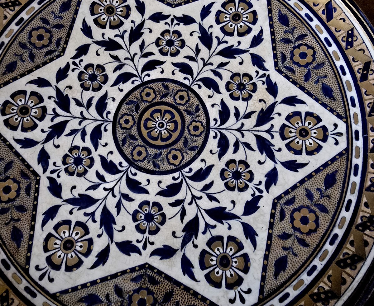 RARE PLAT JUDAICA FAÏENCE DE SARREGUEMINES - 19ème SIECLE-photo-2