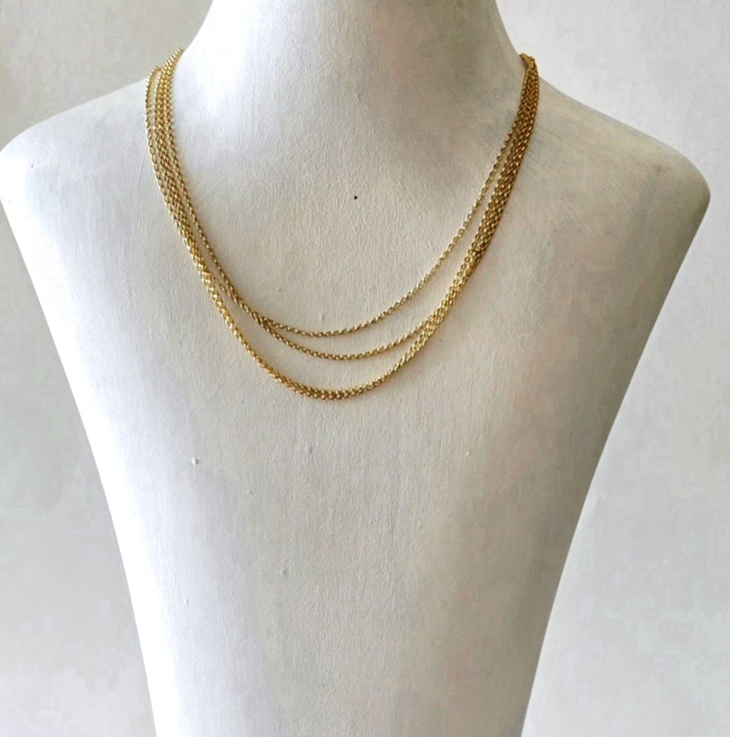 LONG SAUTOIR OR JAUNE MAILLE JASERON - 19ème SIÈCLE -photo-4