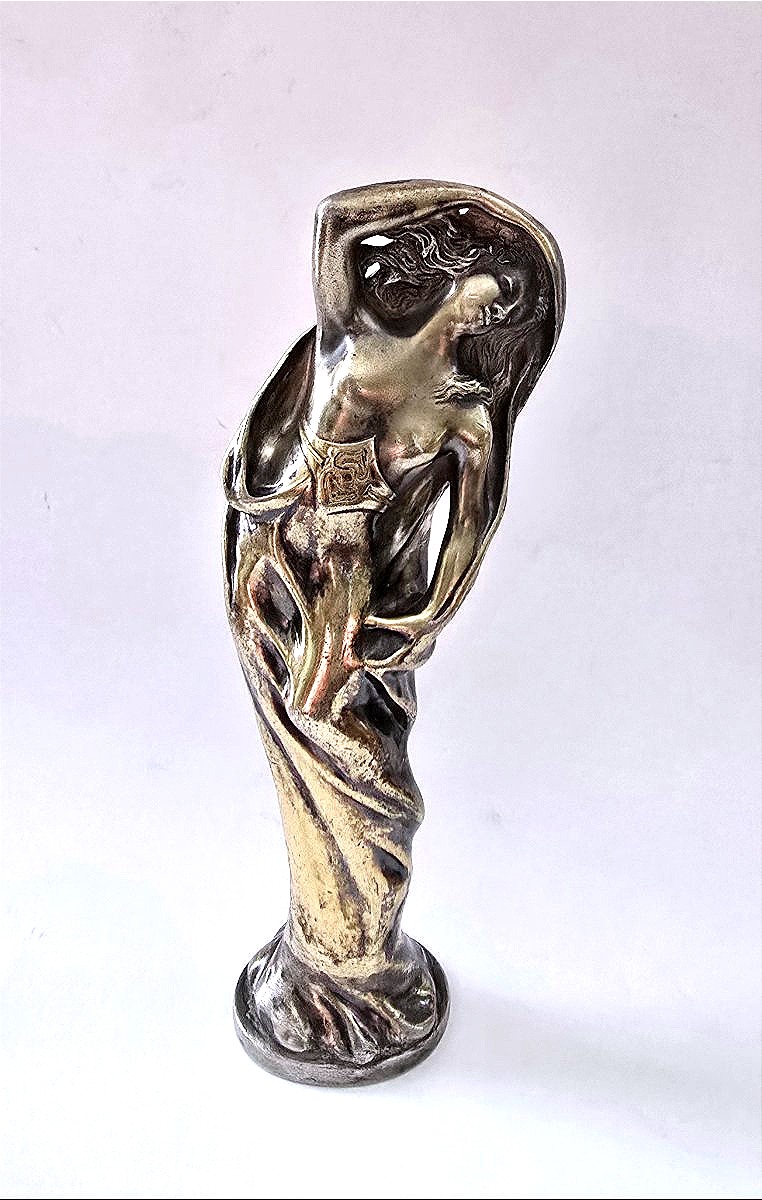 Art Nouveau Seal Stamp - Sculptor J. Pinto - Solid Silver 