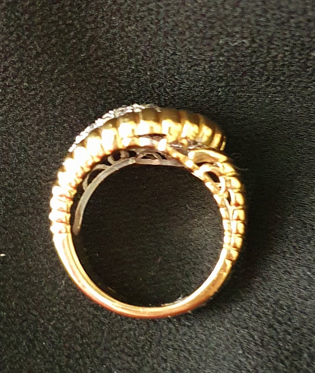 Yellow And White Gold Ring ( Around 1950) With Diamonds-photo-2