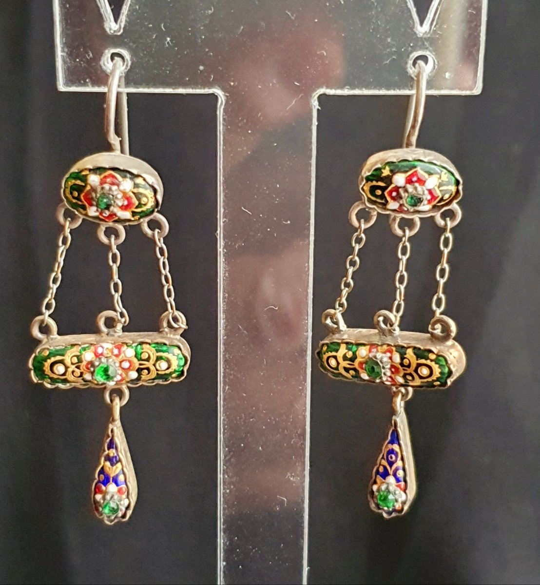 Enamal Earings - Circa 1890 - Bourg En Bresse-photo-4