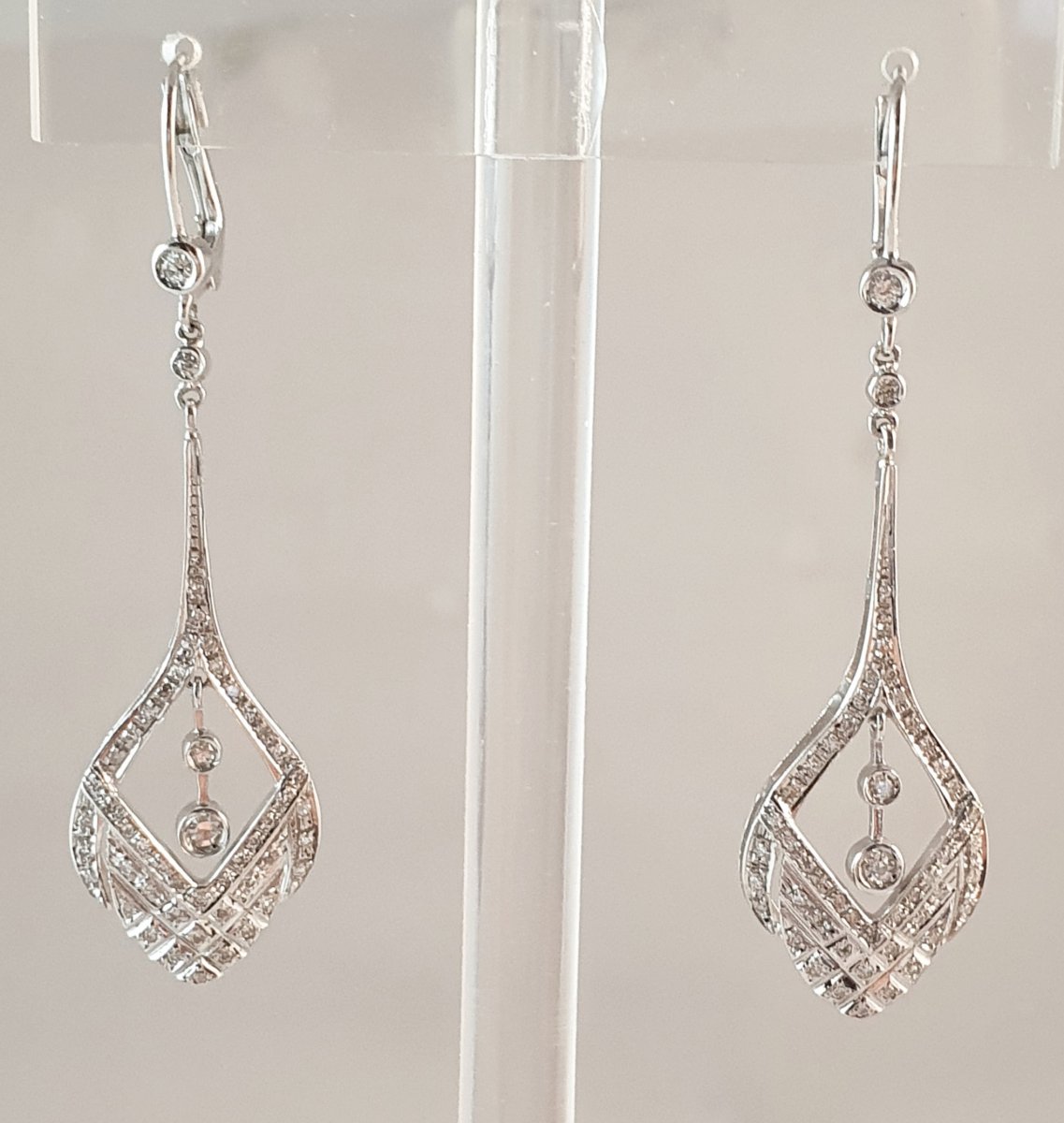 BOUCLES d'OREILLES LONGUES OR BLANC &DIAMANTS-photo-3