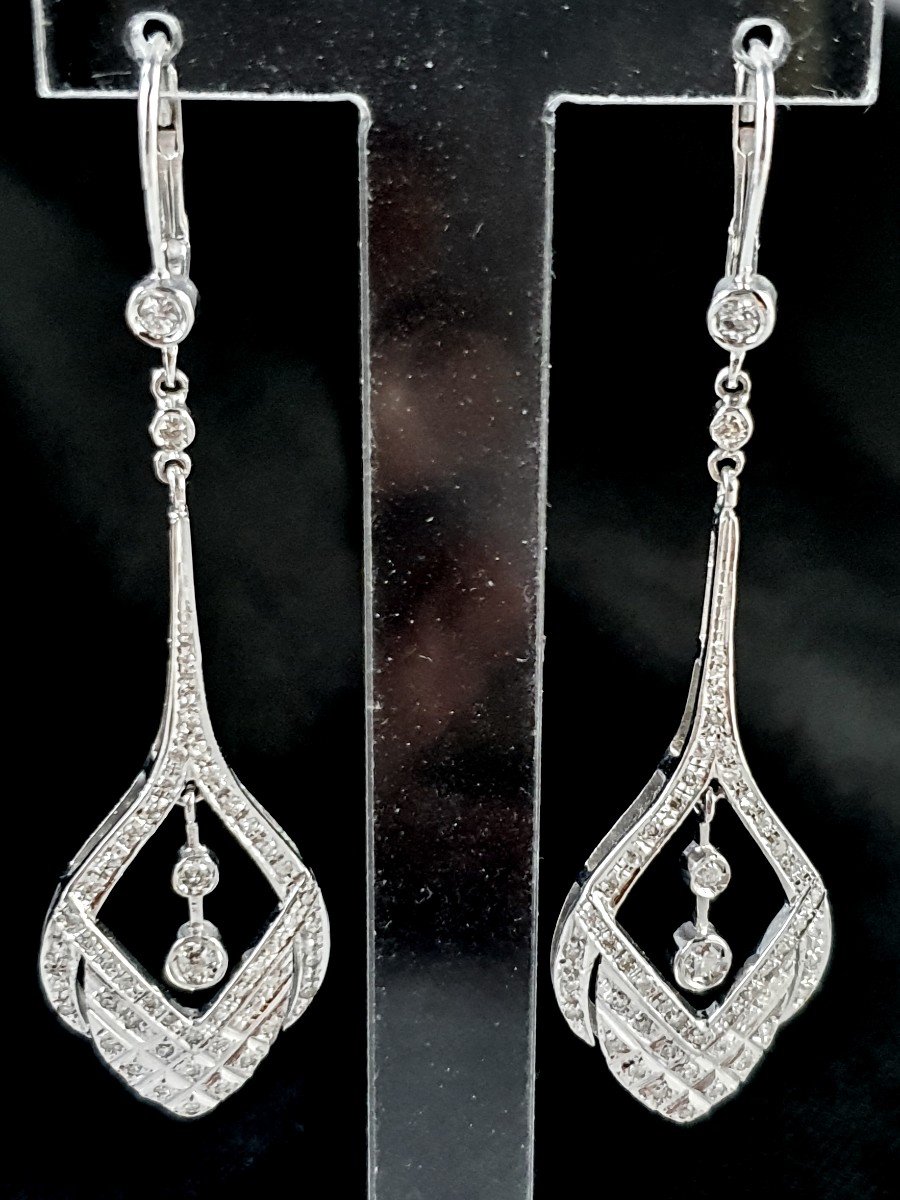 BOUCLES d'OREILLES LONGUES OR BLANC &DIAMANTS-photo-4