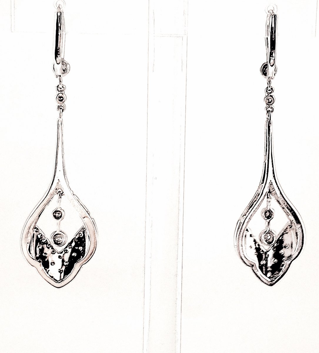 BOUCLES d'OREILLES LONGUES OR BLANC &DIAMANTS-photo-1