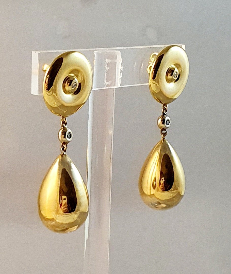 BOUCLES d'OREILLES EN OR JAUNE en 3 PARTIES-photo-3