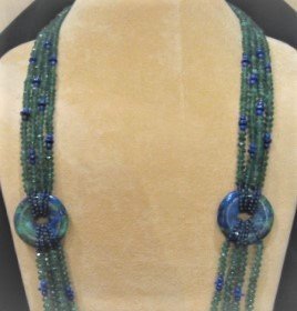 SAUTOIR  : AVENTURINE VERTE - LAPIS-LAZULI  - -photo-2