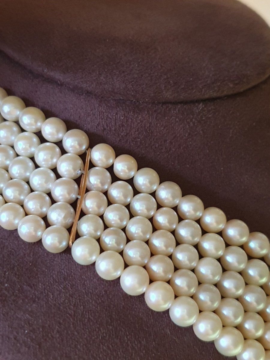 Necklace With 5 Rows Of Japanese Cultured Pearls -photo-4