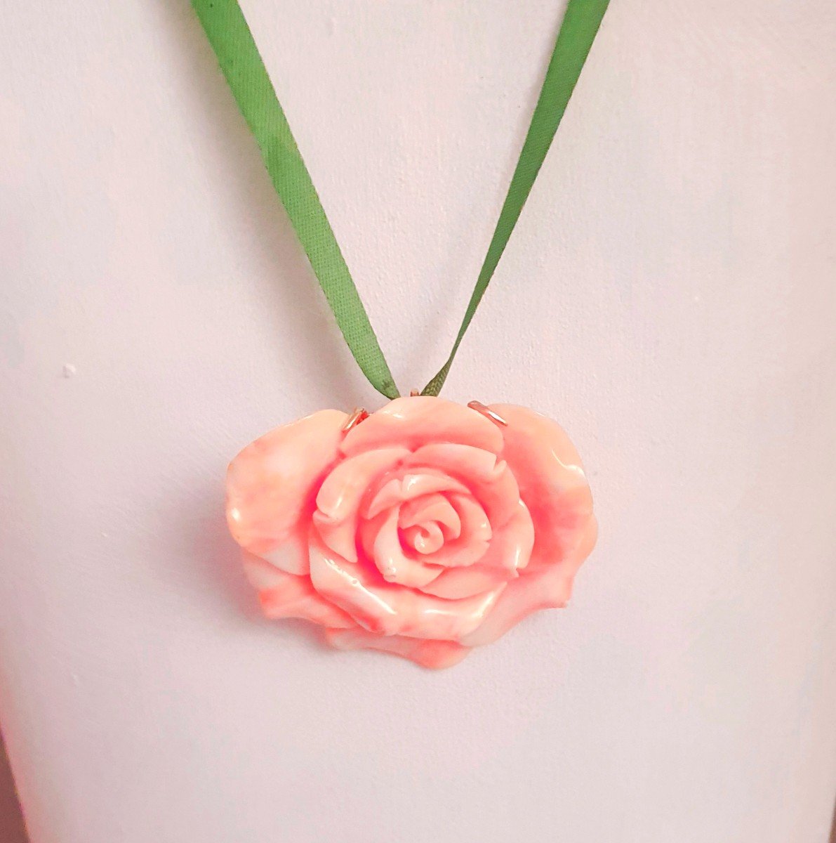 BROCHE -PENDENTIF FLEUR DE CORAIL ROSE -photo-4