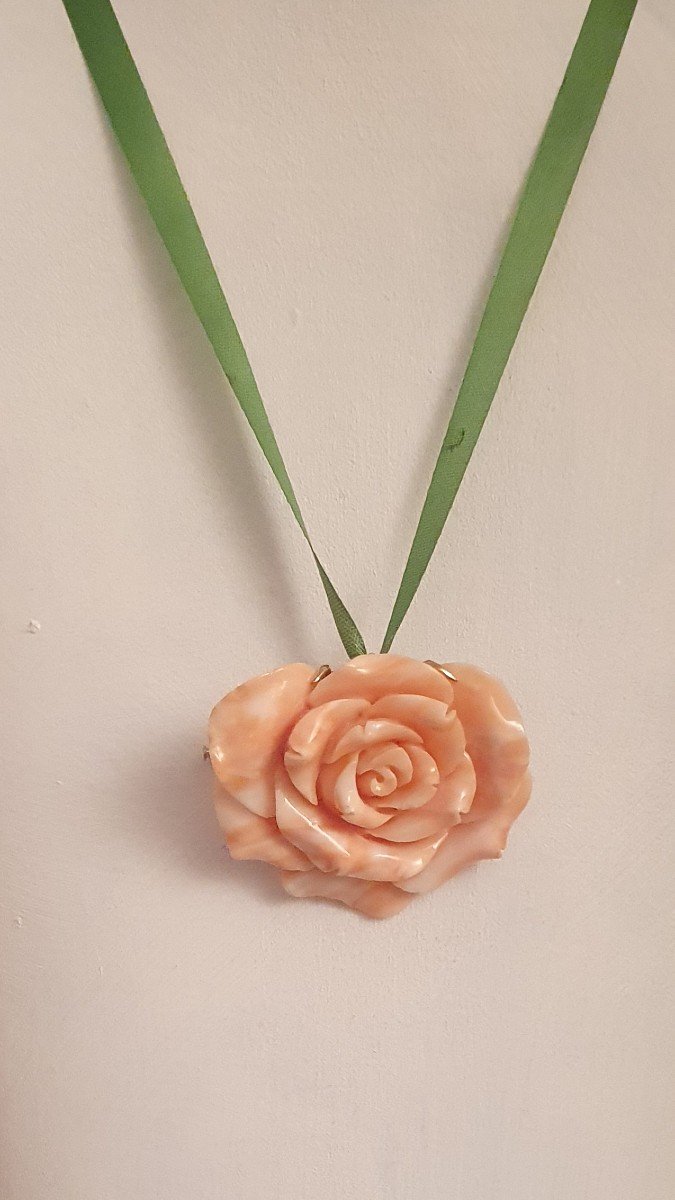 BROCHE -PENDENTIF FLEUR DE CORAIL ROSE -photo-2