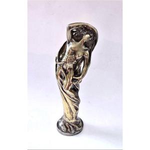 SCEAU CACHET ART NOUVEAU - Sculpteur J. PINTO - ARGENT VERMEIL MASSIF