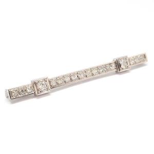 Broche Art Deco Diamants Or Blanc 18 Carats