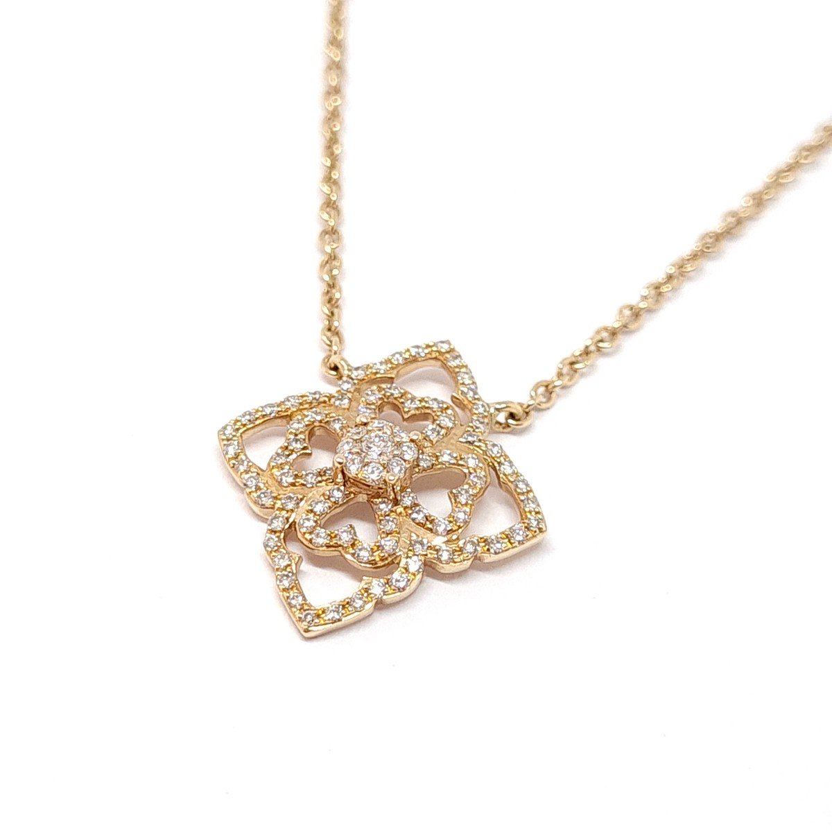 18k Rose Gold Diamond Lace Necklace-photo-2