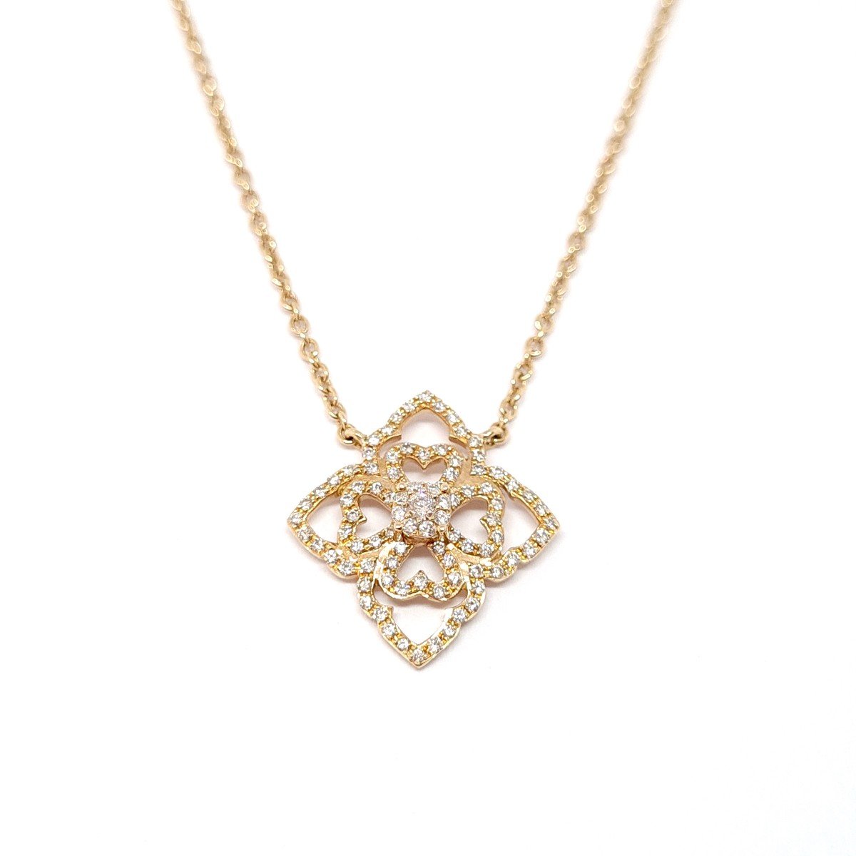 18k Rose Gold Diamond Lace Necklace-photo-1