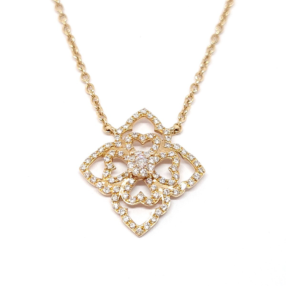 18k Rose Gold Diamond Lace Necklace