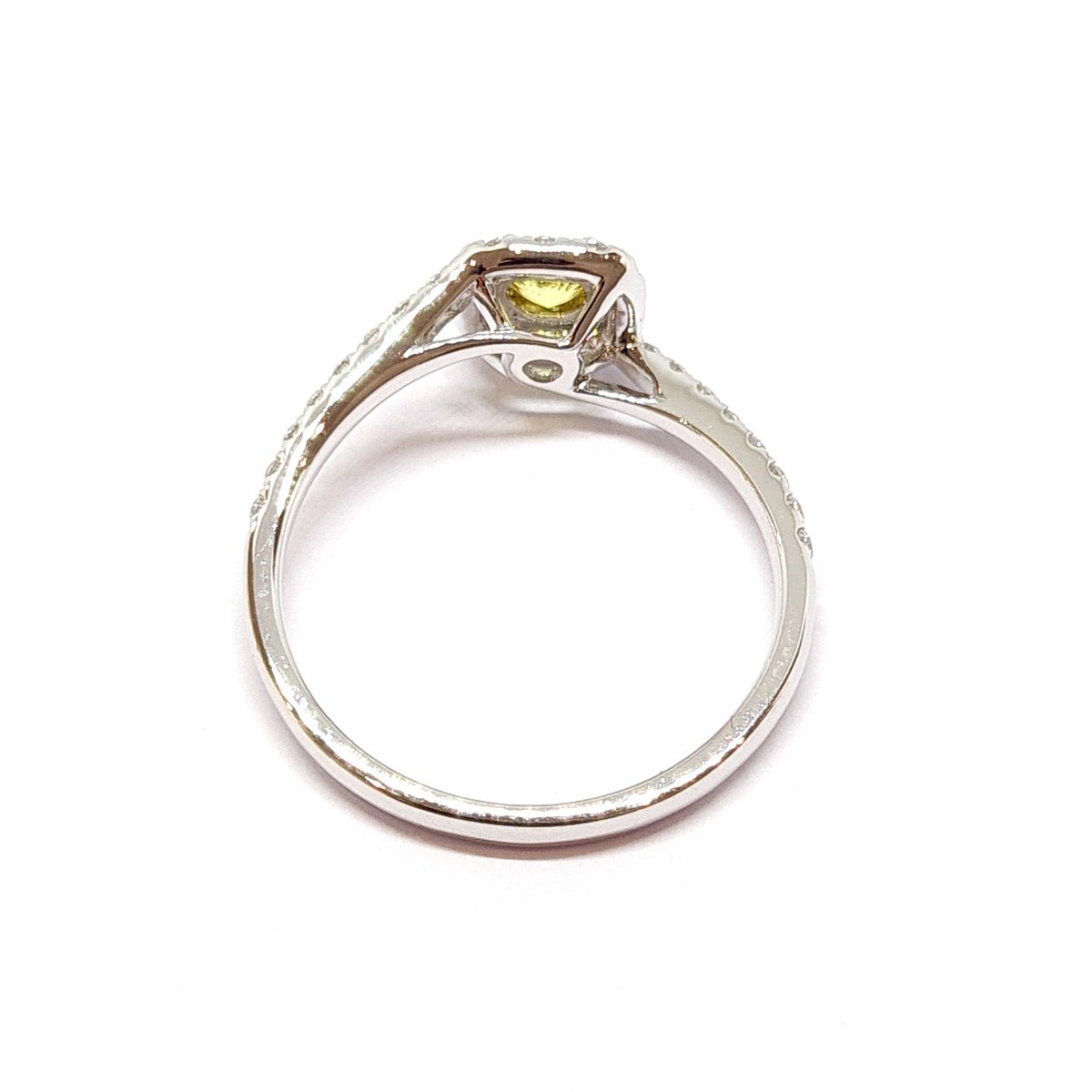 Yellow Sapphire Diamonds 18 Carats White Gold Ring-photo-3