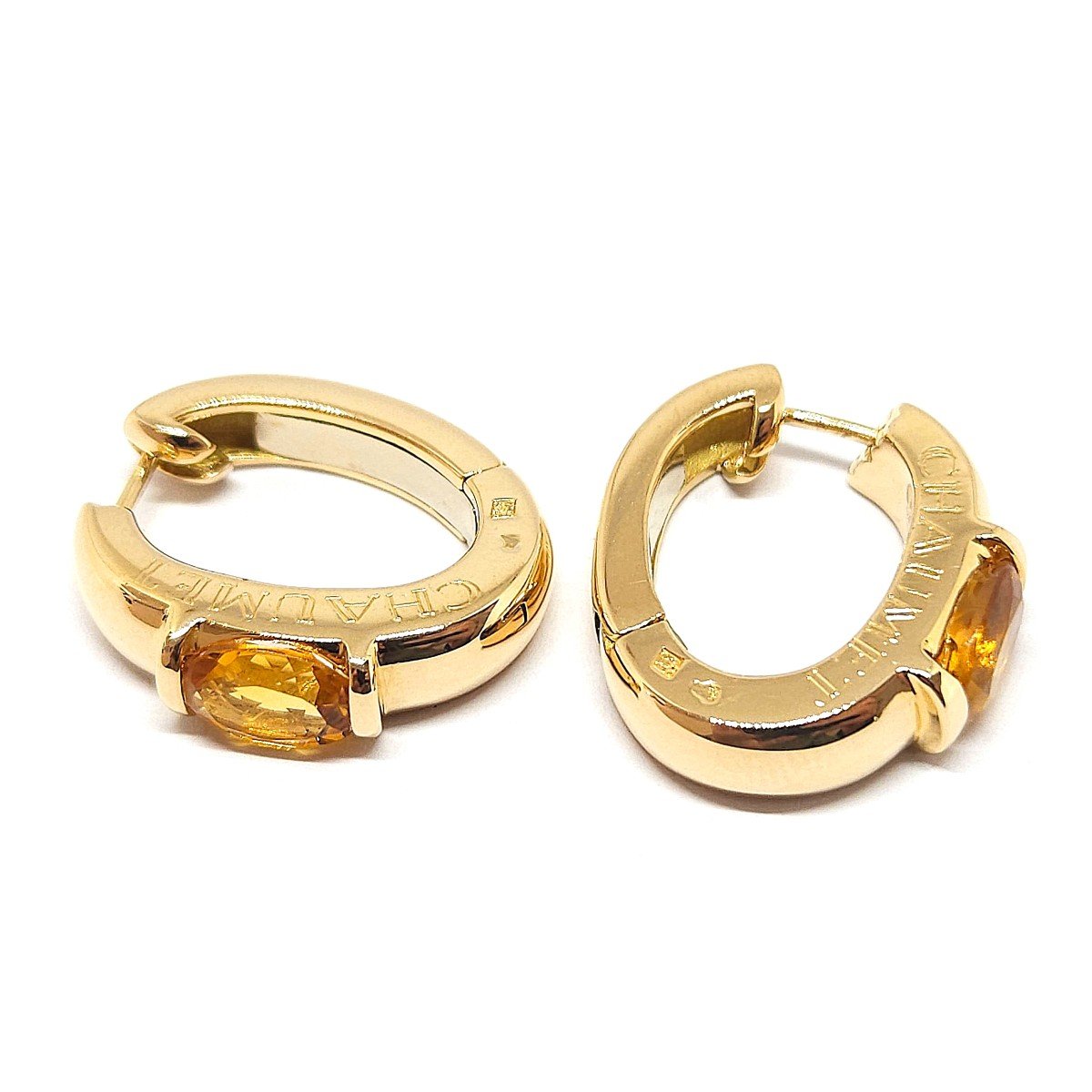 Boucles D'oreilles Vintage Clips En Verre Jaune Flammé | Occasion, Bon état D'usage | Style Rétro Années 50-60
