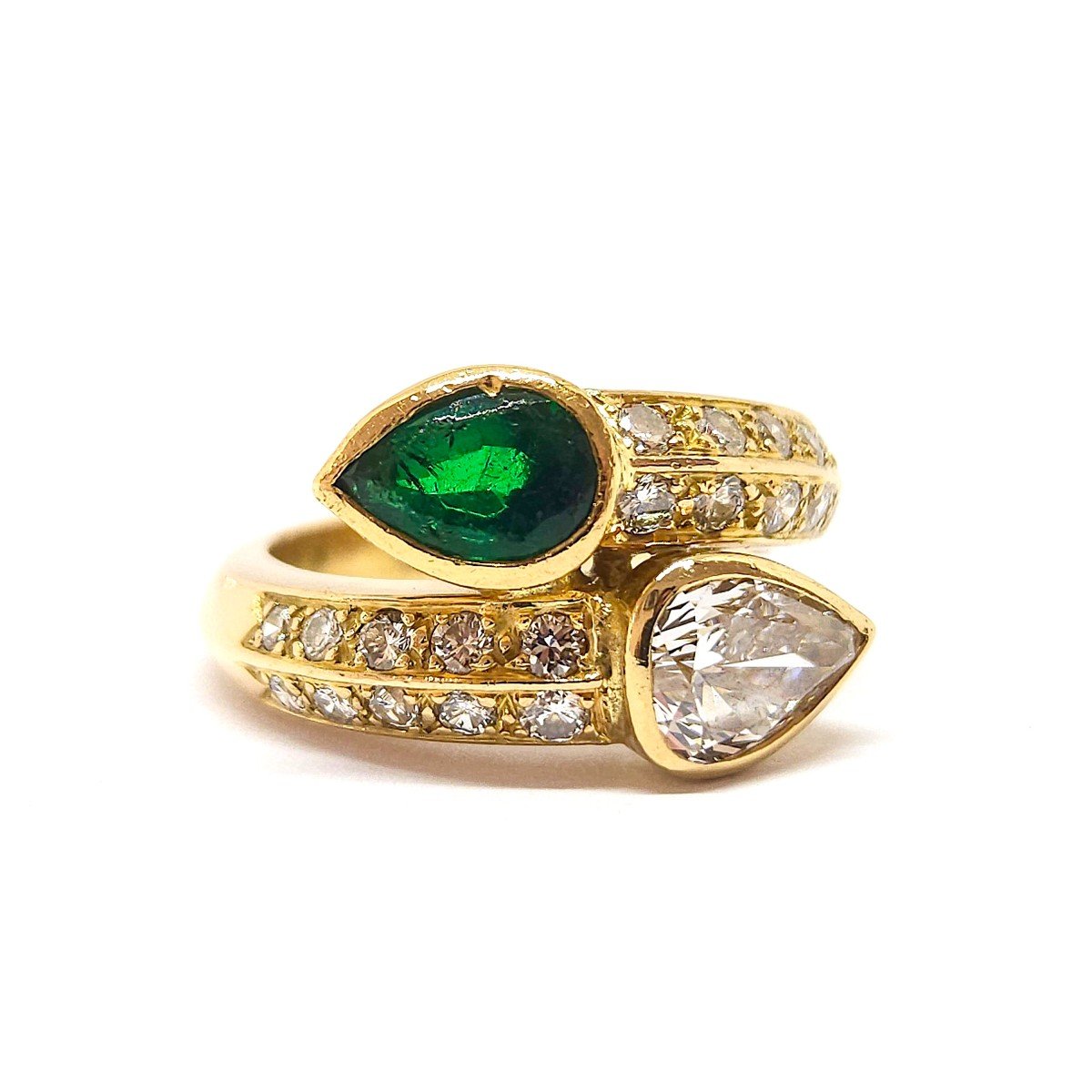 Bague Toi et Moi Nova Tourmaline Verte et diamant de synthèse| Zeina