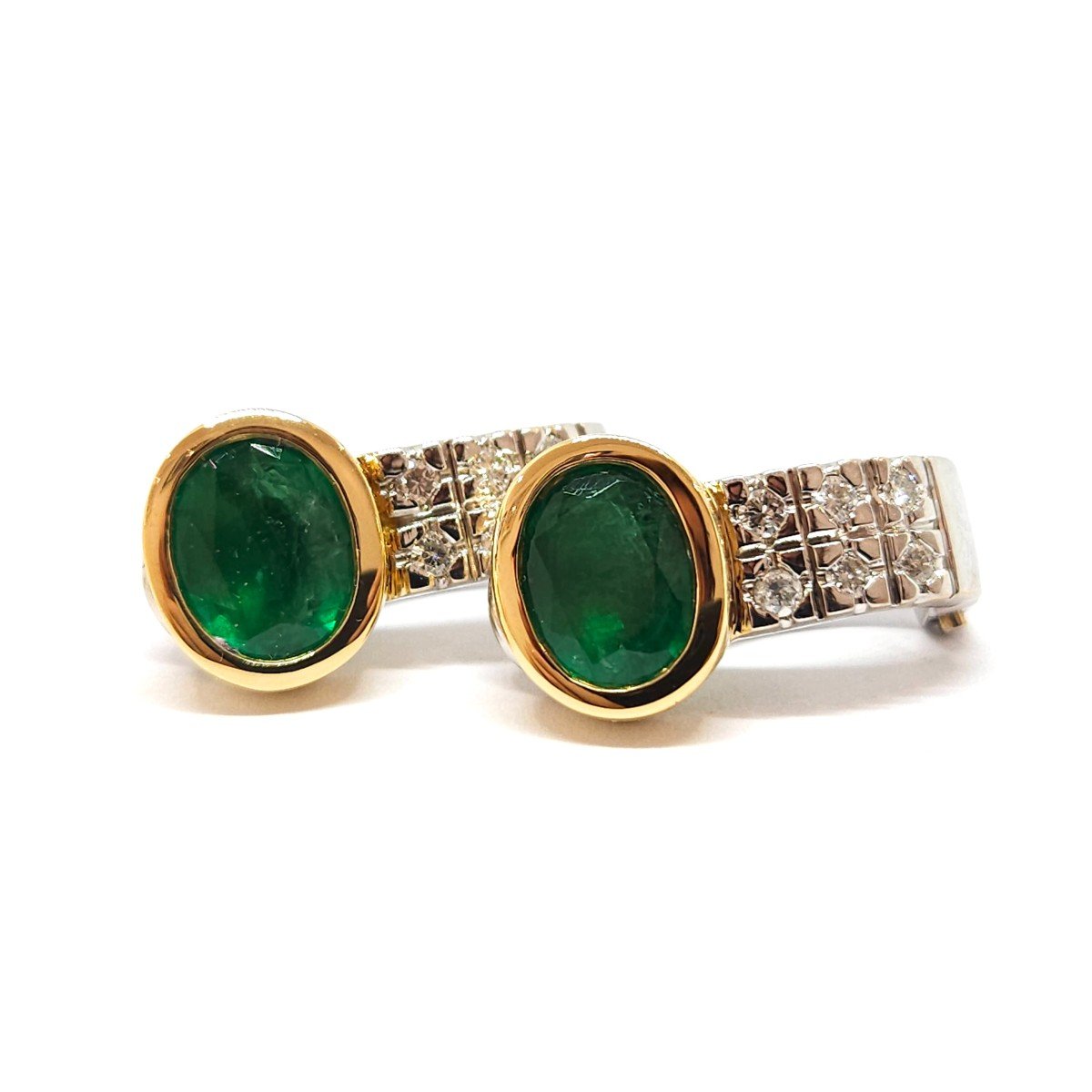 Paire De Boucles D'oreilles Vintage – Métal Doré Et Strass – Style Rétro