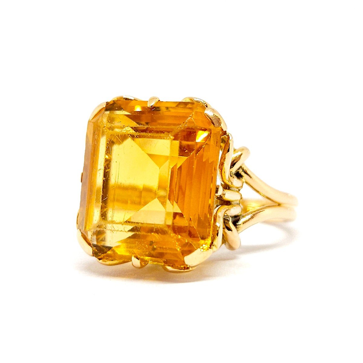 Citrine Cocktail Ring 18k Yellow Gold-photo-2