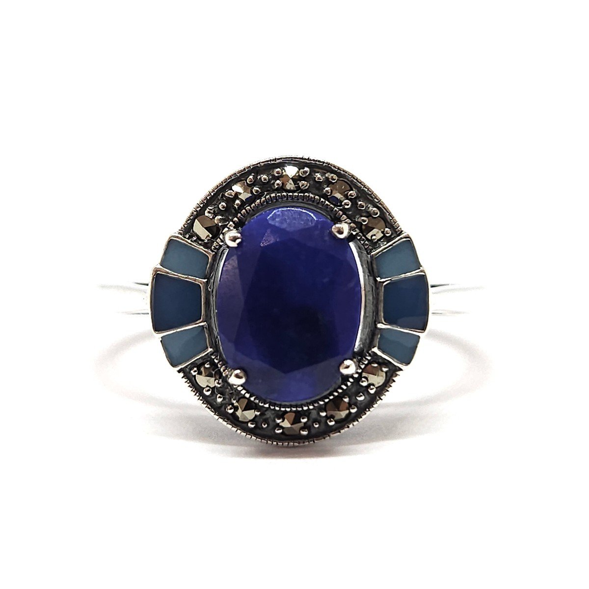 Lapis Lazuli Enamel Ring Silver 925/1000