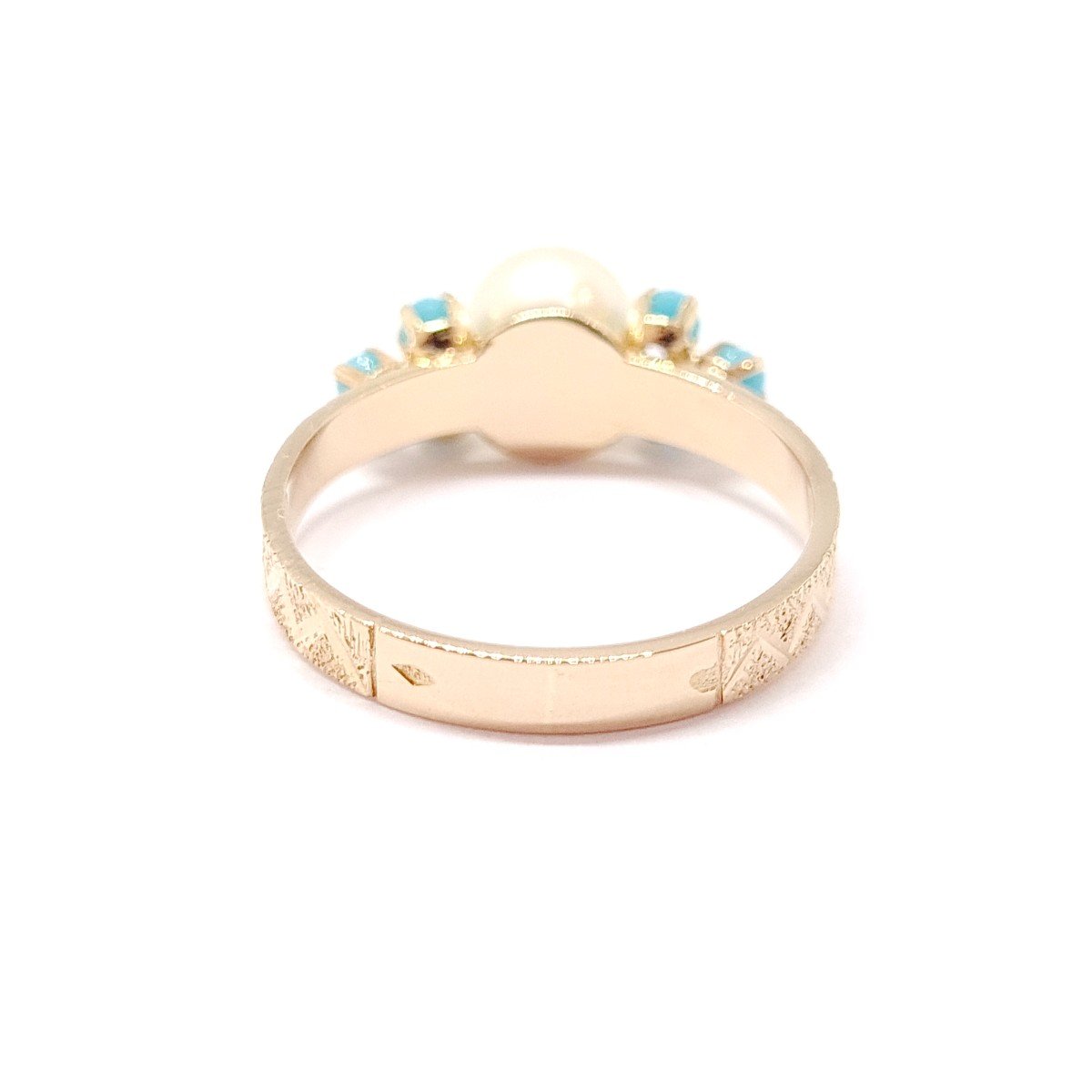Croix Ancienne En Or Jaune 18 Carats Avec Turquoises Et Perle - Occasion, Bijou Vintage