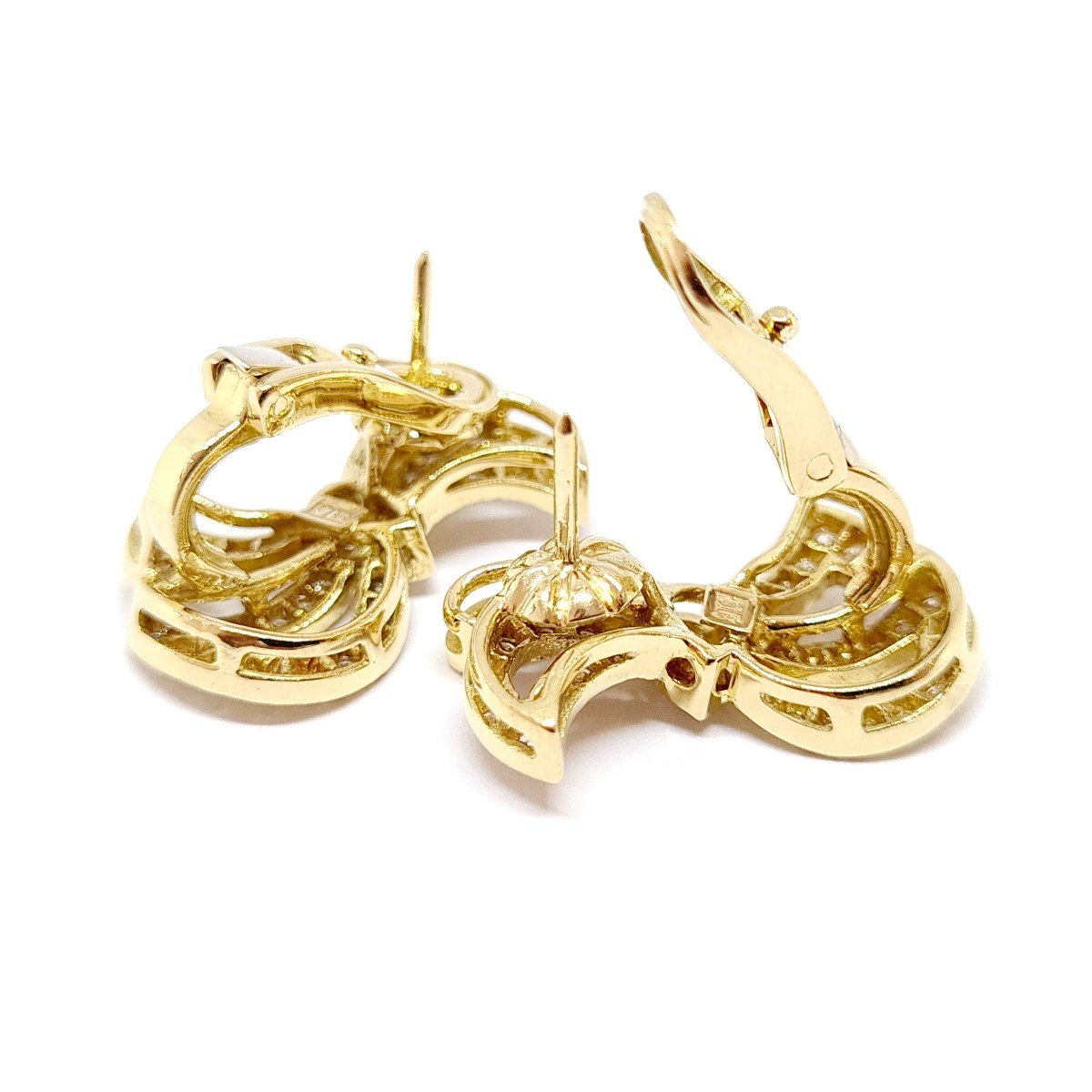 Boucles D'oreilles Papillon En Cristal Plaqué Or - Alliage Doré, Pendantes