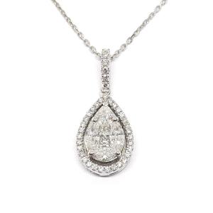 18k White Gold Diamond Pear Necklace